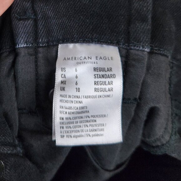 American Eagle High Rise Paperbag Mom Jeans Washed Black sz 6 - Picture 9 of 10